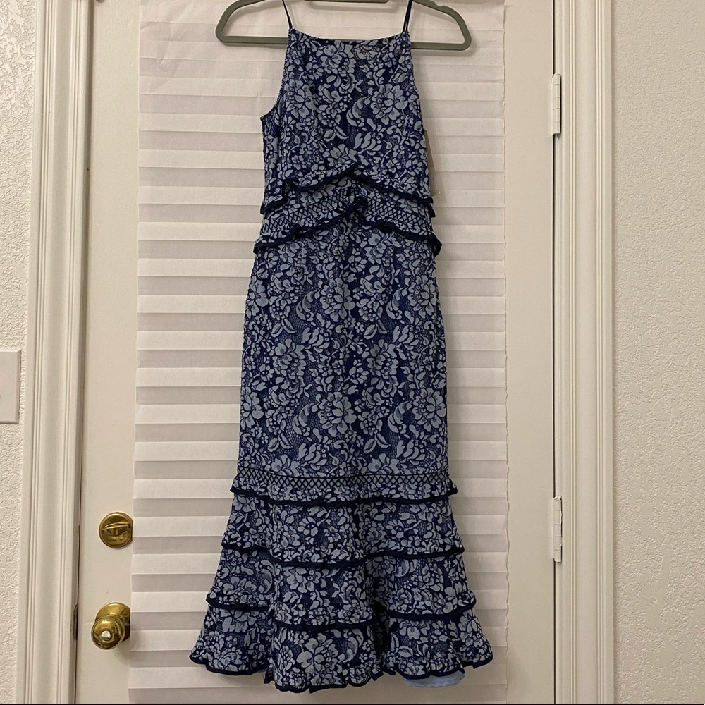 Keepsake blue and navy lace dress